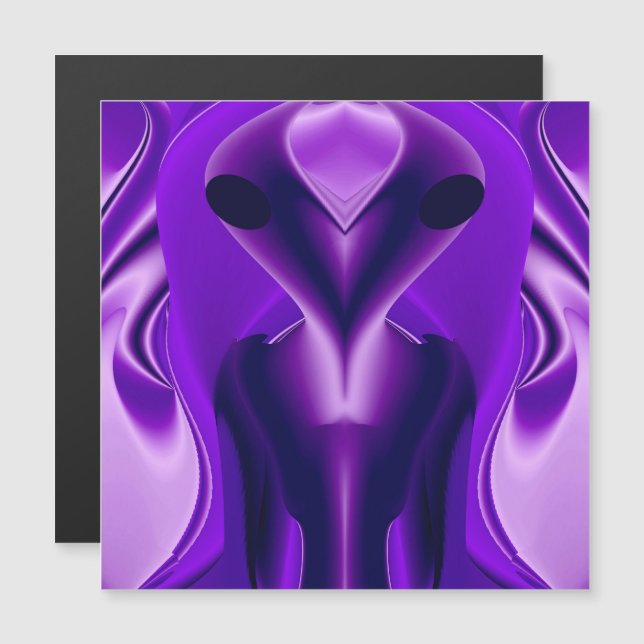 Invitation Magnétique Rêves arc-en-ciel violet 3D, Alien (Devant / Derrière)