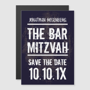 Invitation Magnétique Rock Band Bar Mitzvah Enregistrer la date Noir