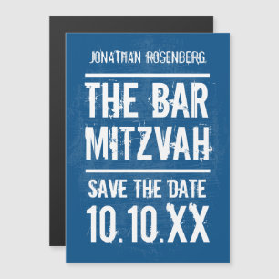 Invitation Magnétique Rock Band Bar Mitzvah Sauvez la date en bleu