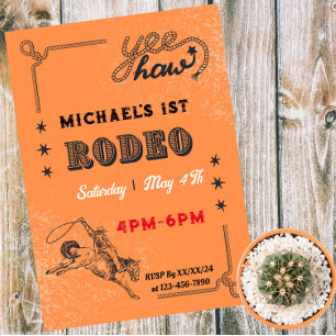 Invitation Magnétique Rodeo Western équitation Cowboy Pays Anniversaire