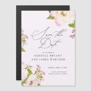 Invitation Magnétique Rose Aquarelle Rose Douce Enregistrer La Date