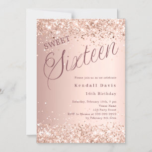 Invitation Magnétique Rose gold écriture moderne Sweet 16