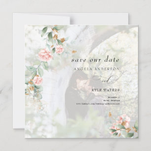 Invitation Magnétique Roses roses roses Eucalyptus Photo Enregistrer la 