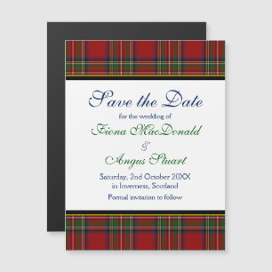 Invitation Magnétique Royal Stuart Tartan Mariage Enregistrer la date Ma