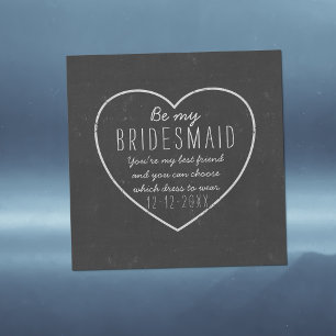 Invitation Magnétique Rustic Chalkboard Heart Be My Bridesmaid Propositi
