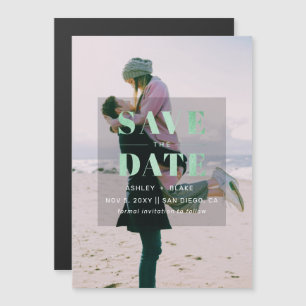 Invitation Magnétique Rustic Green Modern Minimalist Photo Enregistrer l