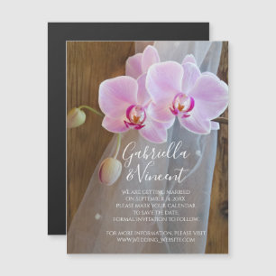 Invitation Magnétique Rustic Orchid Elegance Wedding Enregistrer la date