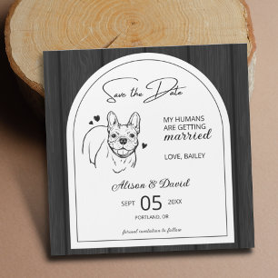 Invitation Magnétique Rustic Wood French Bulldog Wedding Enregistrer la