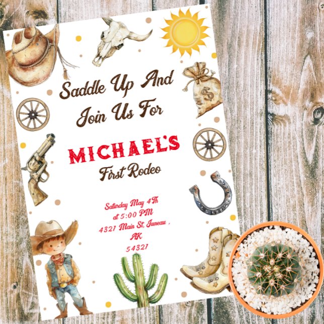 Invitation Magnétique Saddup First Rodeo Wild West Anniversaire (Créateur téléchargé)