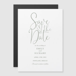 Invitation Magnétique Sage De Script Moderne Mariage Vert Enregistrer La