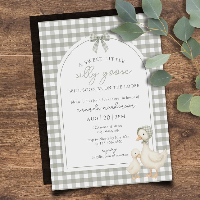 Invitation Magnétique Sage Green Silly Goose Storybook Baby Shower (Créateur téléchargé)