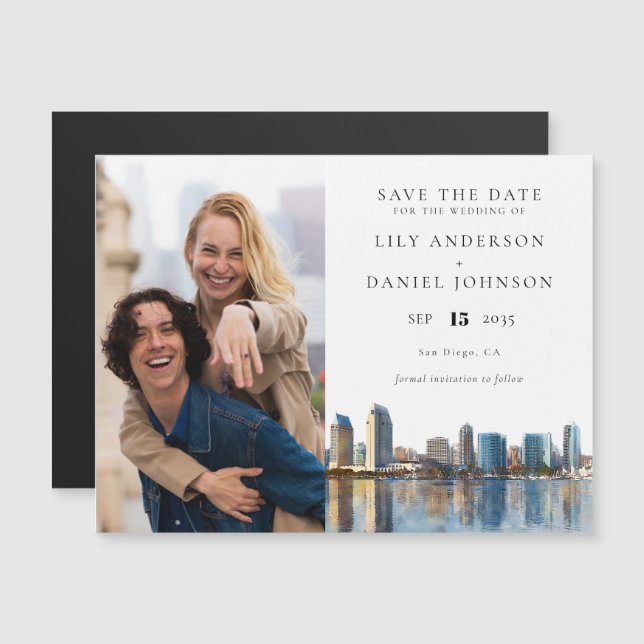 Invitation Magnétique San Diego Photo Wedding Save The Date (Devant / Derrière)