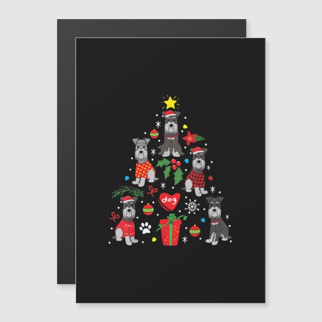 Invitation Magnétique Schnauzer Arbre de Noël Ornement Drôle chien anima (Devant / Derrière)