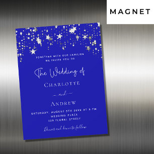 Invitation Magnétique Script de luxe Royal blue silver stars mariage