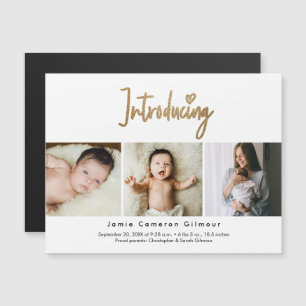 Invitation Magnétique Script Gold Présentation Baby Custom 3 photo