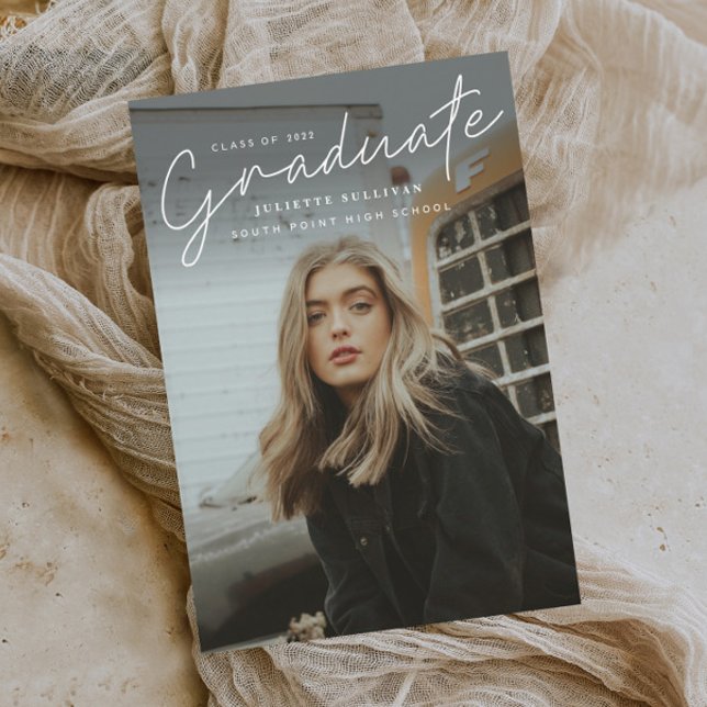 Invitation Magnétique Script moderne Diplôme photo simple (Créateur téléchargé)