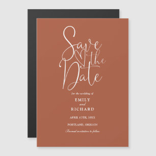Invitation Magnétique Script Moderne Mariage En Terracotta Enregistrer L