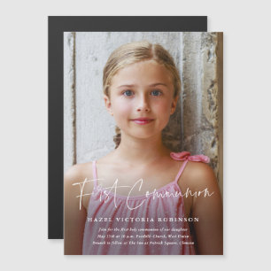 Invitation Magnétique Script moderne Première communion religieuse