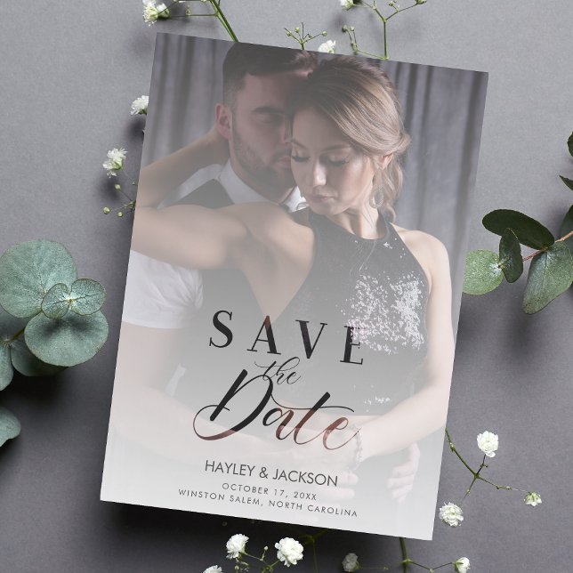 Invitation Magnétique Script photo moderne Vellum Transparency Mariage (Créateur téléchargé)