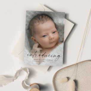 Invitation Magnétique Script Présentant la photo de bébé Merci