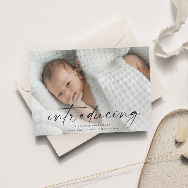 Invitation Magnétique Script Présentant la photo de bébé Merci (Créateur téléchargé)