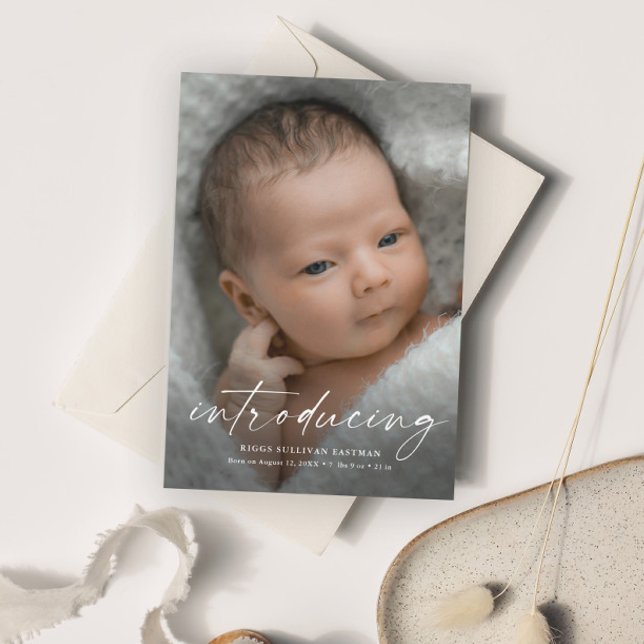 Invitation Magnétique Script Présentant la photo de bébé Merci (Créateur téléchargé)