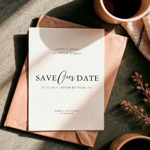 Invitation Magnétique Script simple et élégant Enregistrer la date