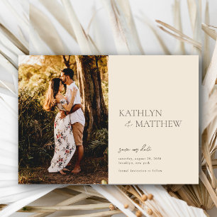 Invitation Magnétique Script Whimsical Moderne Beige Boho Enregistrer La