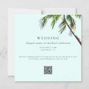 Invitation Magnétique Seafoam Tropical Palm Tree Plage moderne Mariage