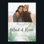 Invitation Magnétique Serez-vous ma servante d'honneur Mariage Propositi<br><div class="desc">Cet élégant design tropical fait la parfaite carte de la femme de chambre d'honneur. Avec une palette verte "tendance",  cette carte complètera votre occasion spéciale. Tout ce que vous avez à faire est d'ajouter votre propre photo et nom et vous aurez créé votre stationnaire unique.</div>