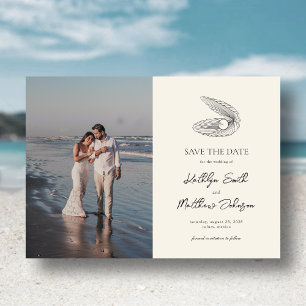 Invitation Magnétique Shell Beach Ocean Wedding Sauvez La Date