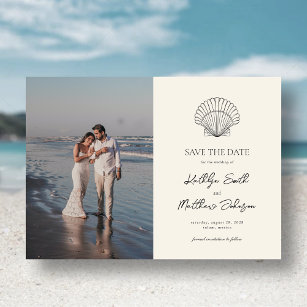 Invitation Magnétique Shell Beach Ocean Wedding Sauvez La Date