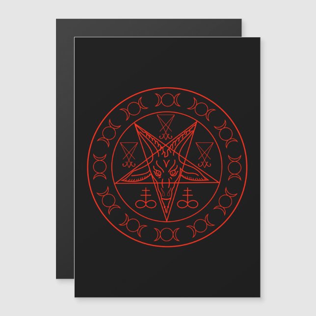 Invitation Magnétique Sigil de Baphomet triple lune et sigil de lucifer (Devant / Derrière)