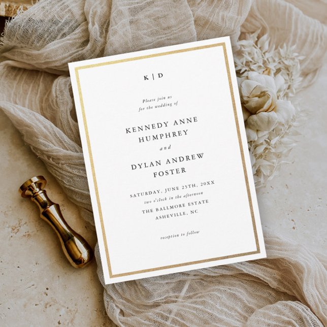 Invitation Magnétique Simple Élégant Mariage Noir et Blanc (Créateur téléchargé)
