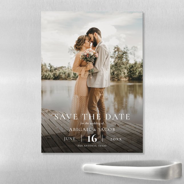 Invitation Magnétique Simple Elegant Modern Photo Wedding Save the Date (Créateur téléchargé)
