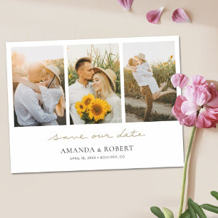 Invitation Magnétique Simple Modern Multi Photo Collage Enregistrer la d