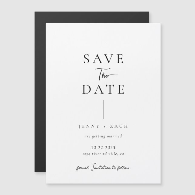 Invitation Magnétique Simple Typographie Moderne Photo Mariage  (Devant / Derrière)
