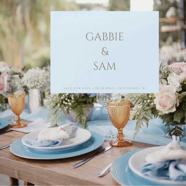 Invitation Magnétique Simplicité Enregistrez notre date de mariage bleu  (Créateur téléchargé)