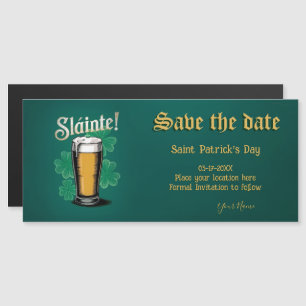 Invitation Magnétique Slàinte ! Saint Patrick's Day Pint of Beer on Gree