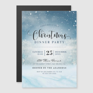 Invitation Magnétique Snowy Winter Wonland Christmas Dinner Party