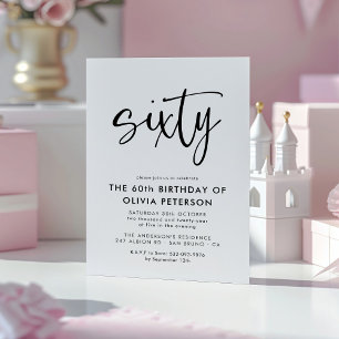 Invitation Magnétique Soixante   60e Soirée d'Anniversaire Noir & Blanc