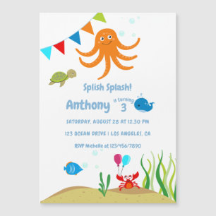 Invitation Magnétique Sous la fête d'anniversaire du Sea Boy