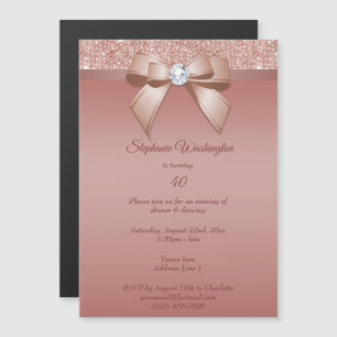 Invitation Magnétique Sparkles & Glamor, Rose d'anniversaire Gold