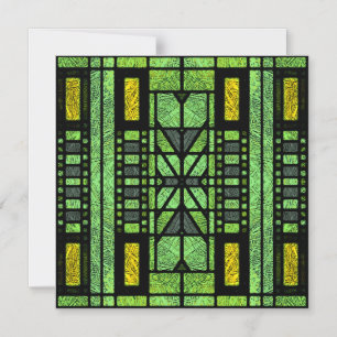 Invitation Magnétique Stained Glass Art Deco en Green and Gold