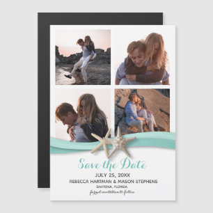 Invitation Magnétique Starfish Beach Wedding Multi Photo Enregistrer La 