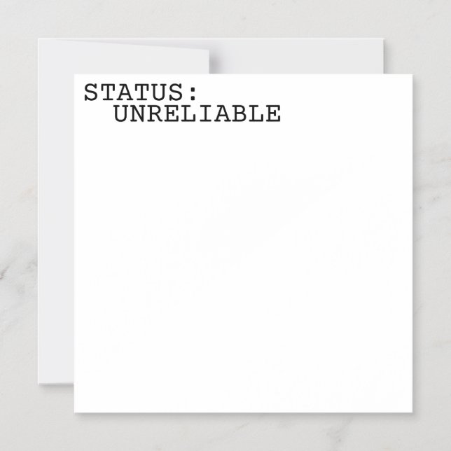 Invitation Magnétique Status Unreliable Minimalist Typographic  (Recto)