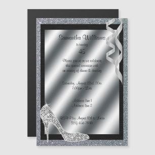 Invitation Magnétique Stiletto et Streamers de la Glittery 45e anniversa