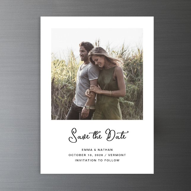Invitation Magnétique Sucré et capricieux | Photo Enregistrer la date (A simple, vintage style magnetic save the date card with your photo)