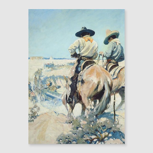 Invitation Magnétique Supply Wagon Western Art par NC Wyeth (Devant)