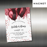 Invitation Magnétique Sweet 16 ballons rouges blanc luxe<br><div class="desc">Pour un élégant Sweet 16,  16e anniversaire. Une arrière - plan blanche design. Décoré de faux parties scintillant rouge et de ballons. Personnalisez et ajoutez un nom,  un âge et des détails de la fête. Le nom est écrit avec un script de style manuscrit</div>